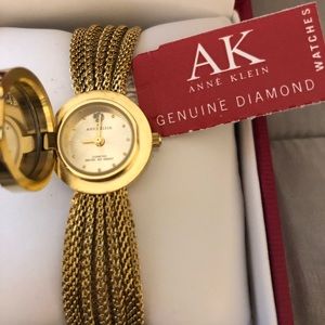 Anne Klein gold  bracelet watch w/ genuine diamond